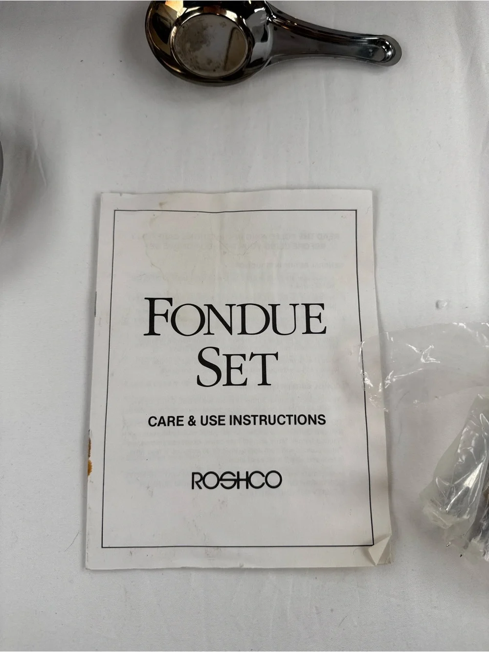 Roshco White and Black Fondue Set - Complete Serving Kit